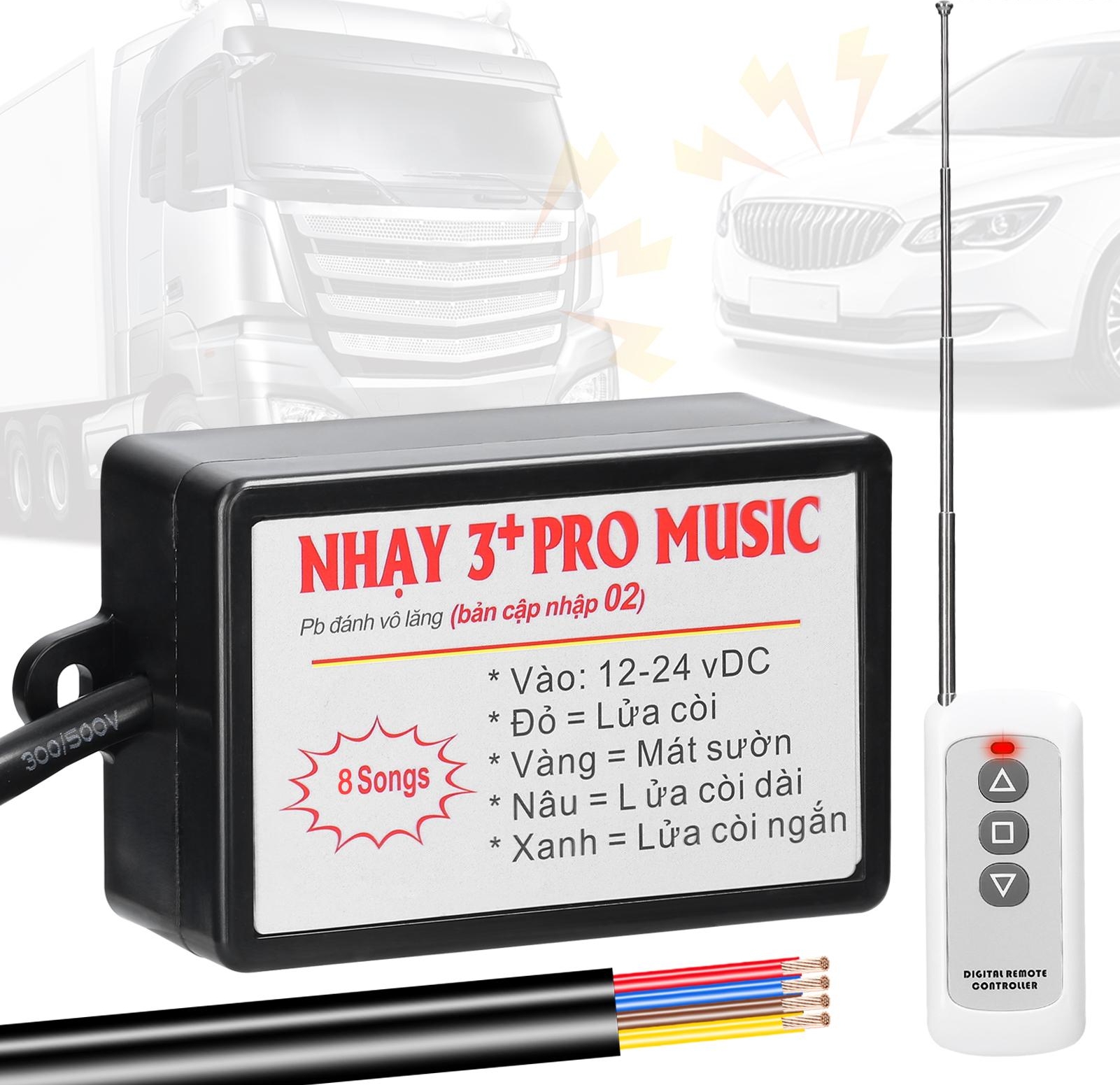 Nhay 3+ Pro Music Rapid Horn Relay Car Horn Controller Air Speaker Sound Control Unit 12 Sound for Car Truck Marine Boat